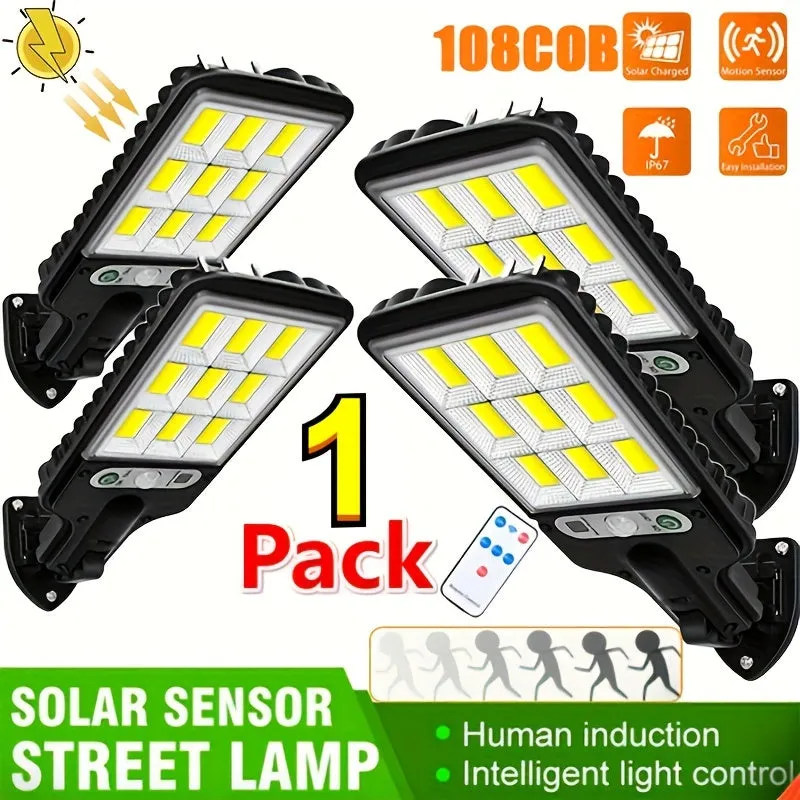 1pc Luce Solare Esterna LED COB SMD, 1200 Lumen, 3 Modalità Di Luce, Impermeabile IP67, Luce Solare Di Sicurezza Con Sensore Di 