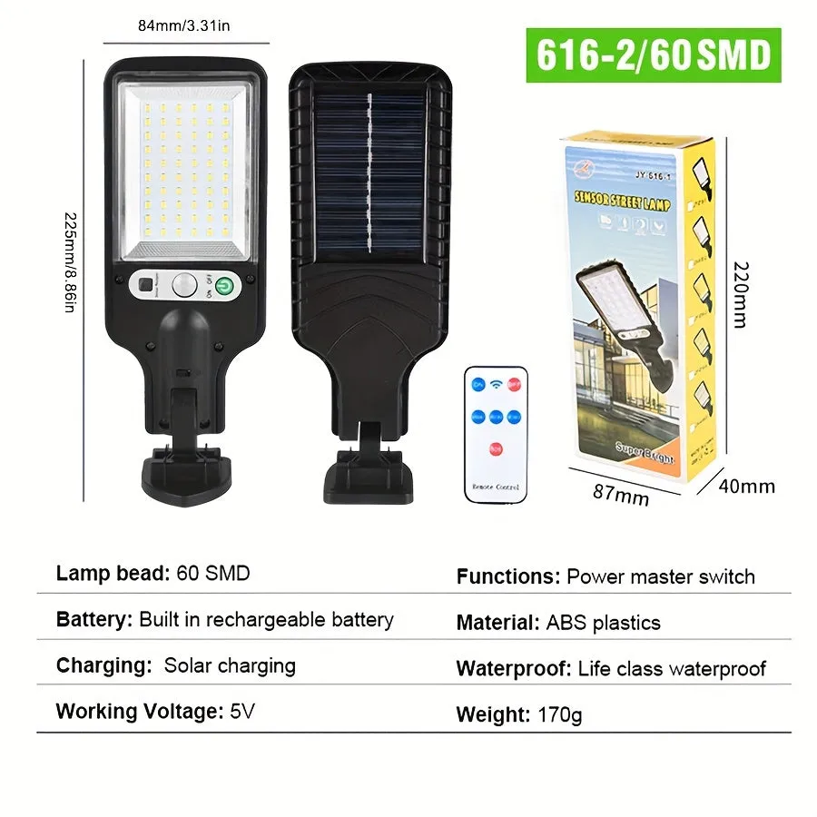 1pc Luce Solare Esterna LED COB SMD, 1200 Lumen, 3 Modalità Di Luce, Impermeabile IP67, Luce Solare Di Sicurezza Con Sensore Di 