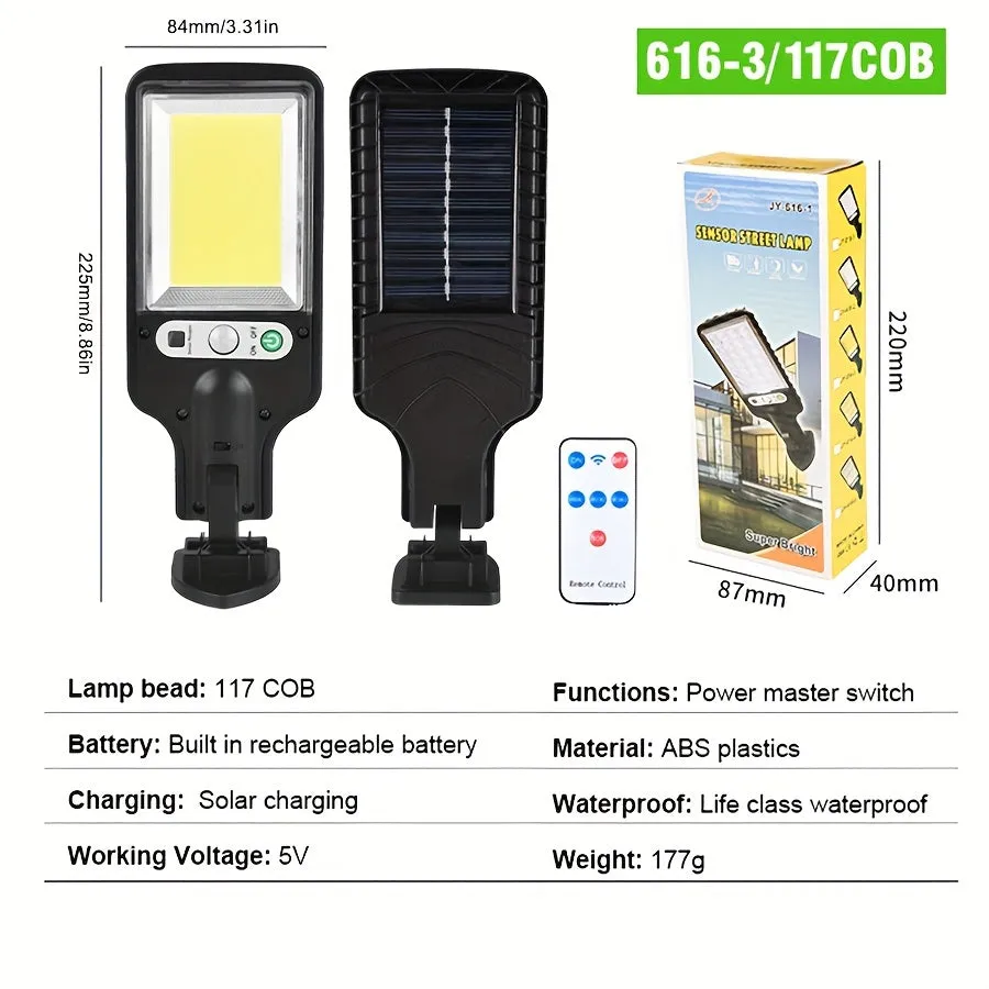 1pc Luce Solare Esterna LED COB SMD, 1200 Lumen, 3 Modalità Di Luce, Impermeabile IP67, Luce Solare Di Sicurezza Con Sensore Di 