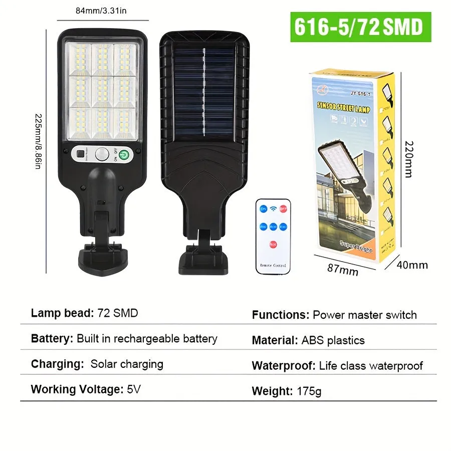 1pc Luce Solare Esterna LED COB SMD, 1200 Lumen, 3 Modalità Di Luce, Impermeabile IP67, Luce Solare Di Sicurezza Con Sensore Di 