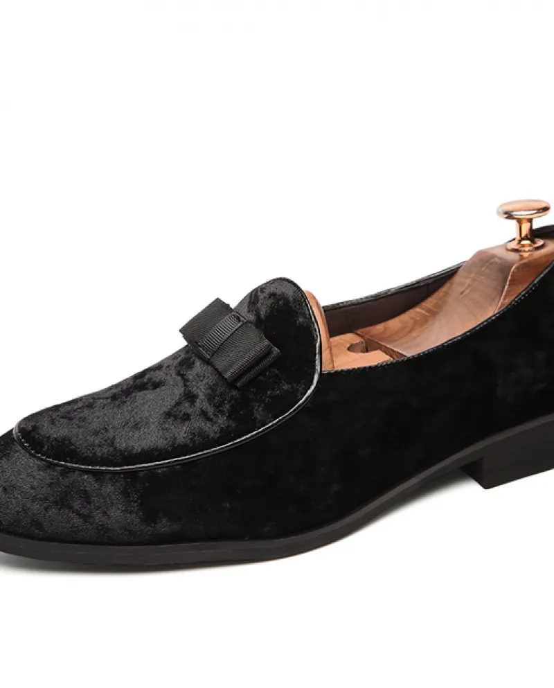 2022 Gentiluomo A Punta Velluto Bowite Scarpe Oxford Per Gli Uomini Formale Abito Da Ballo di Nozze Ritorno A Casa Pageant Sapat