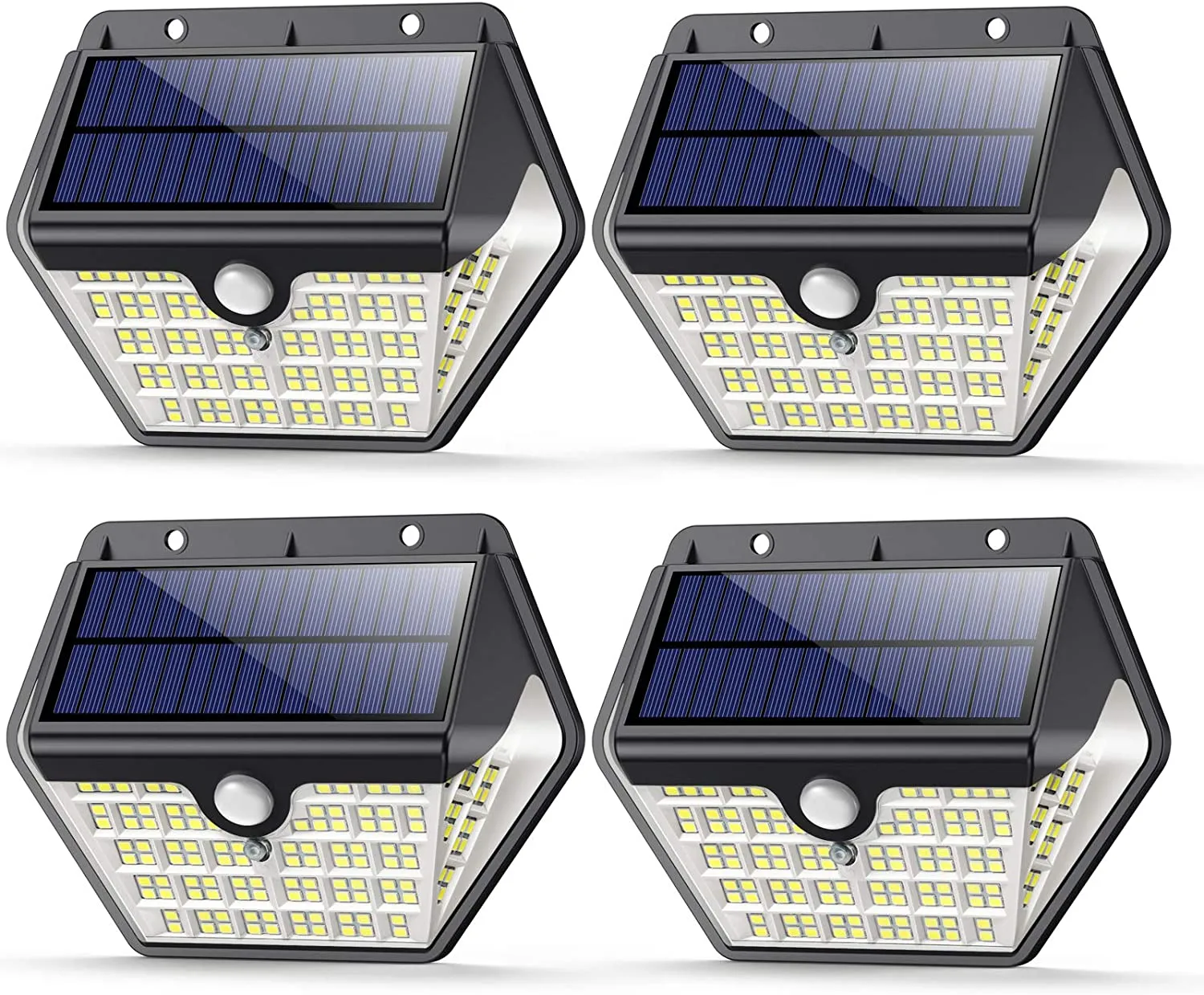 【4 Pezzi】Luce Solare Led Esterno, VOO Faretti Solari a 150 LED da Esterno con Sensore di Movimento, 270Illuminazione IP65 Imperm