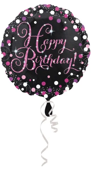8 Palloncino foil Happy Birthday Rosa 43cm