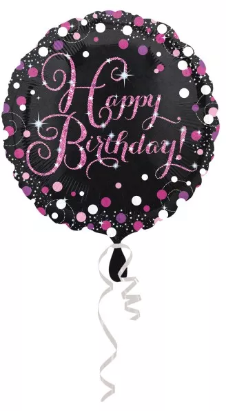 8 Palloncino foil Happy Birthday Rosa 43cm