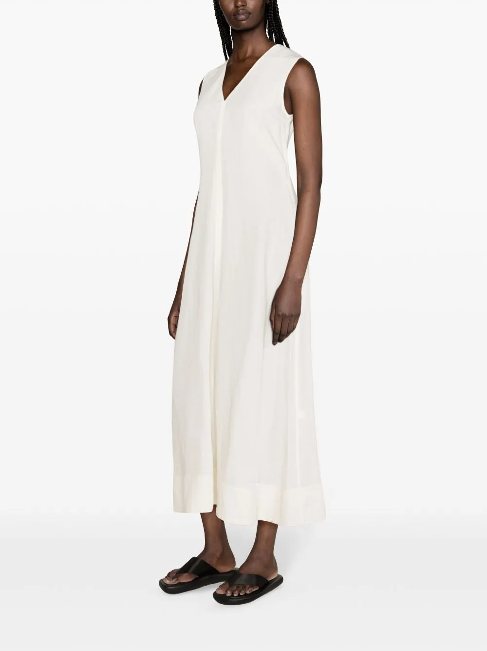 Abito con scollo a V in bianco - donna