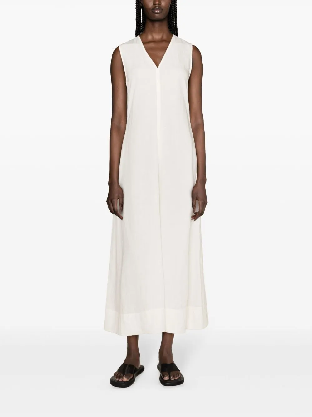 Abito con scollo a V in bianco - donna