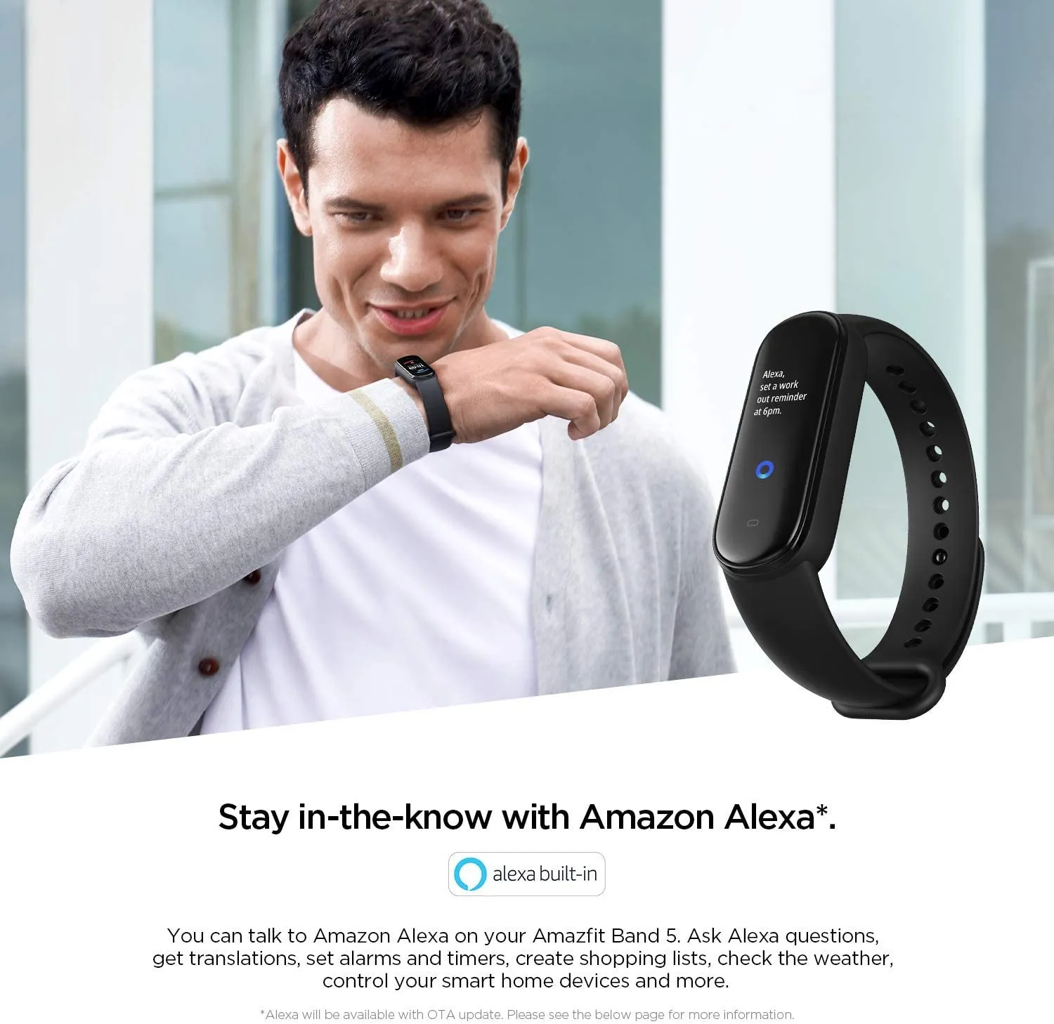 Amazfit Band 5 Smartwatch Tracker Fitness Orologio Sport Smartband con Alexa Integrato Impermeabile 5 ATM di 15 Giorni, Contapas