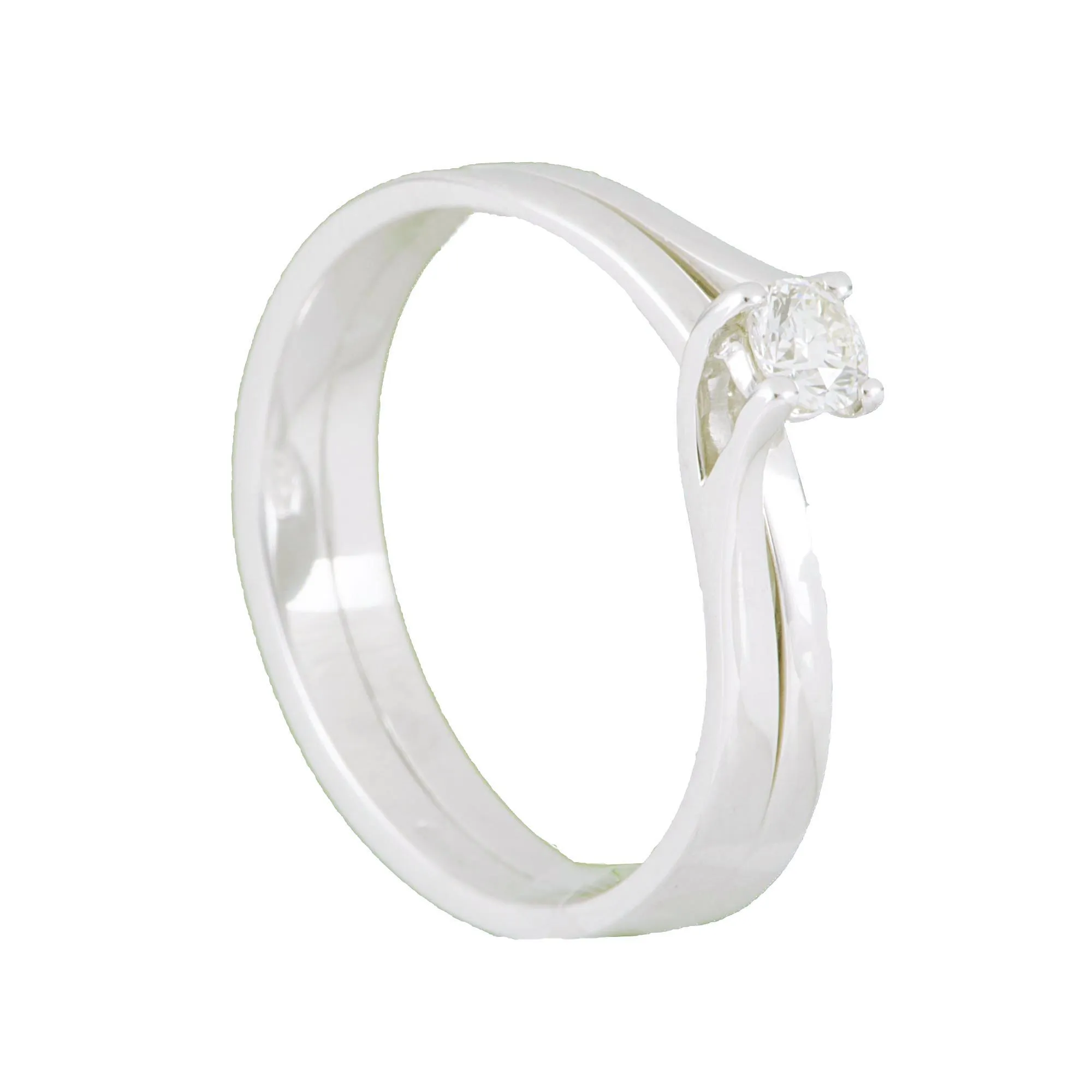 ANELLO SOLITARIO IN ORO BIANCO E DIAMANTE CT 0,17 MIS 14