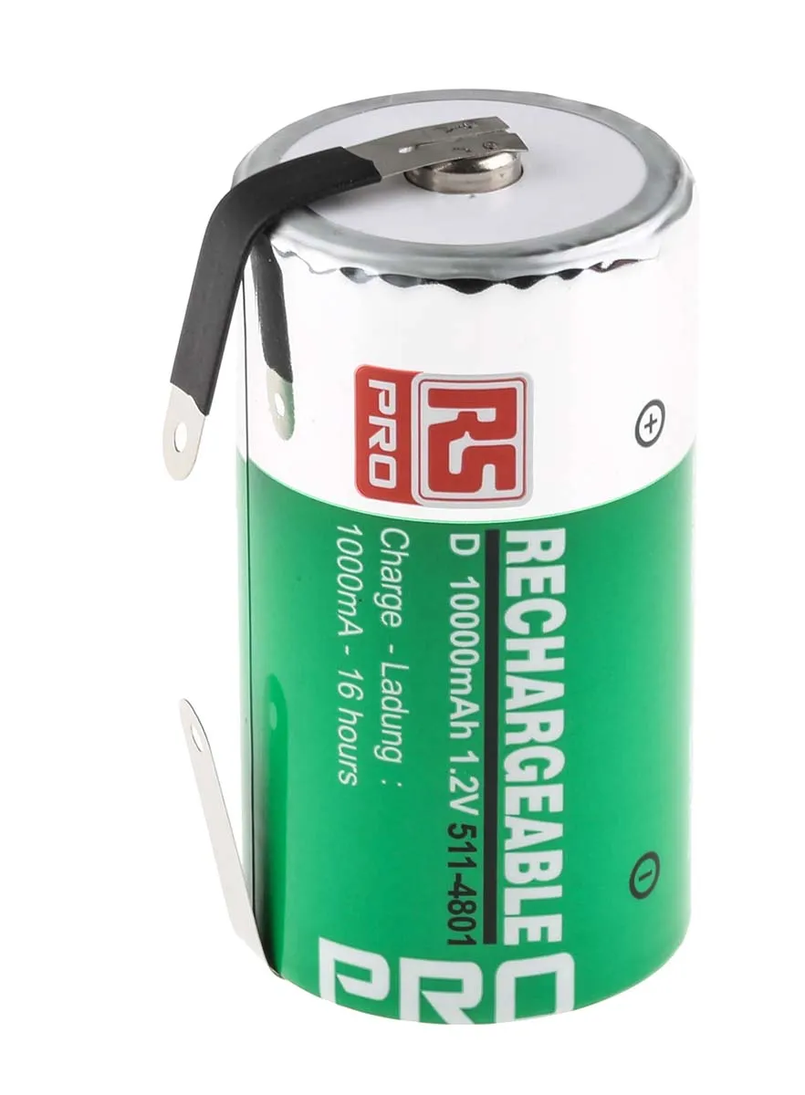 Batteria D ricaricabile RS PRO, 1.2V, 10Ah, NiMH, terminale Linguetta