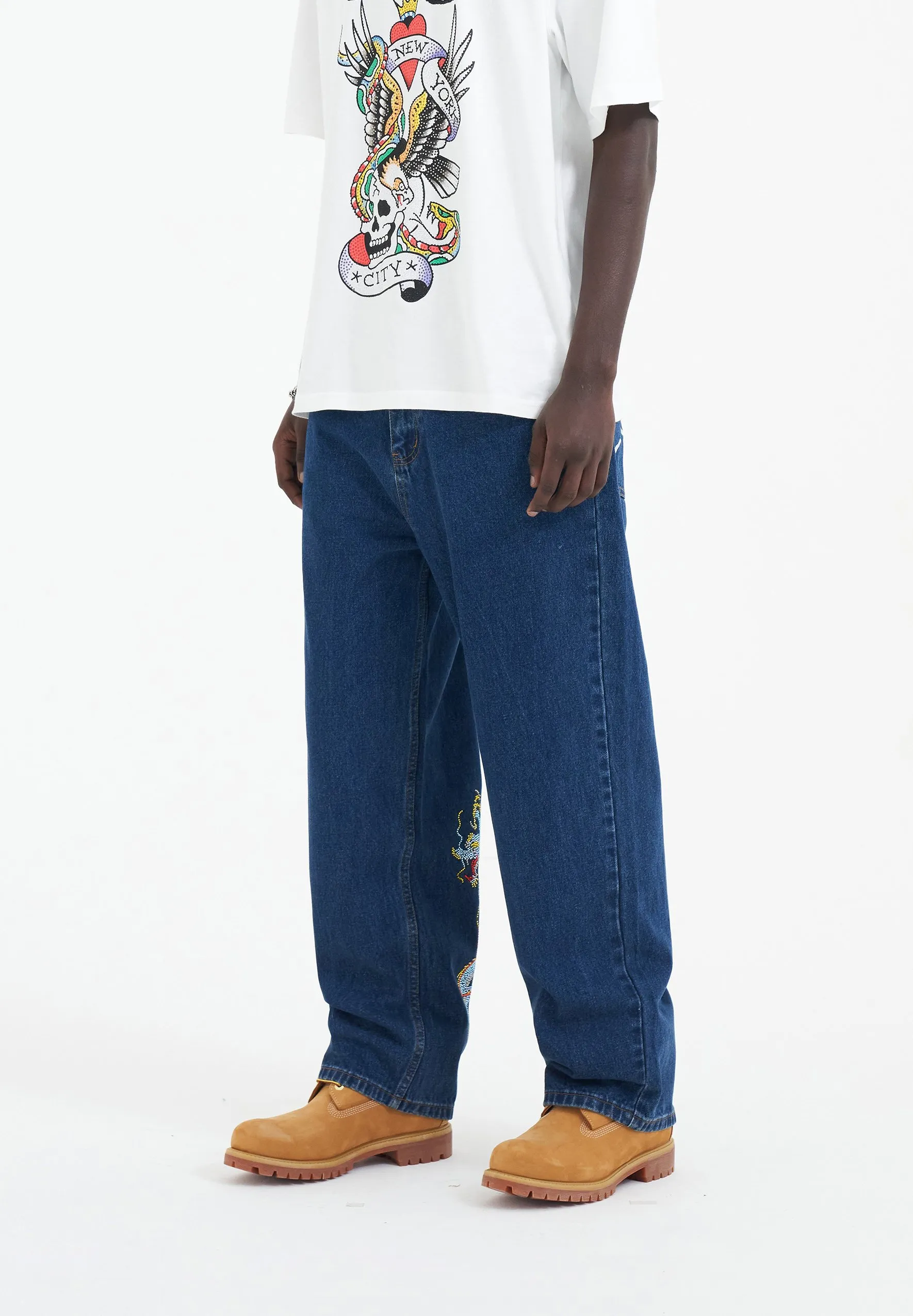 BATTLE-DRAGON DIAMANTE  - Jeans baggy