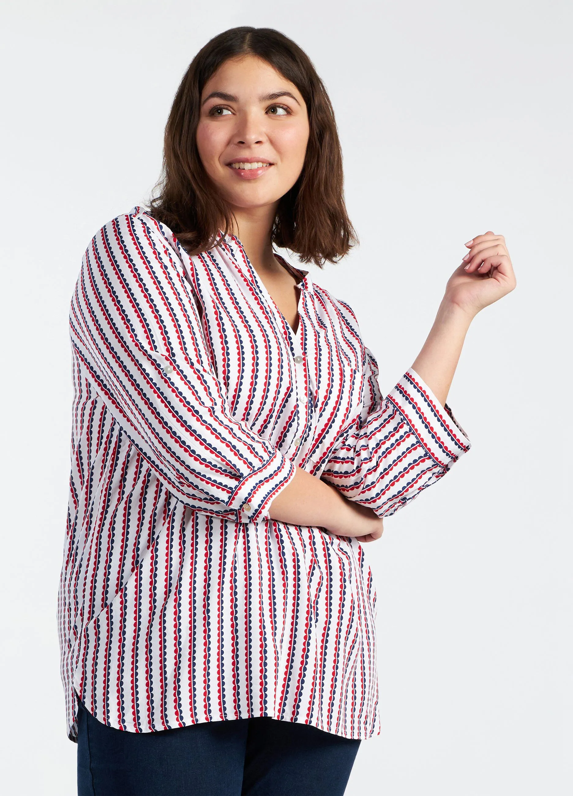 Blusa con scollo a V in viscosa
