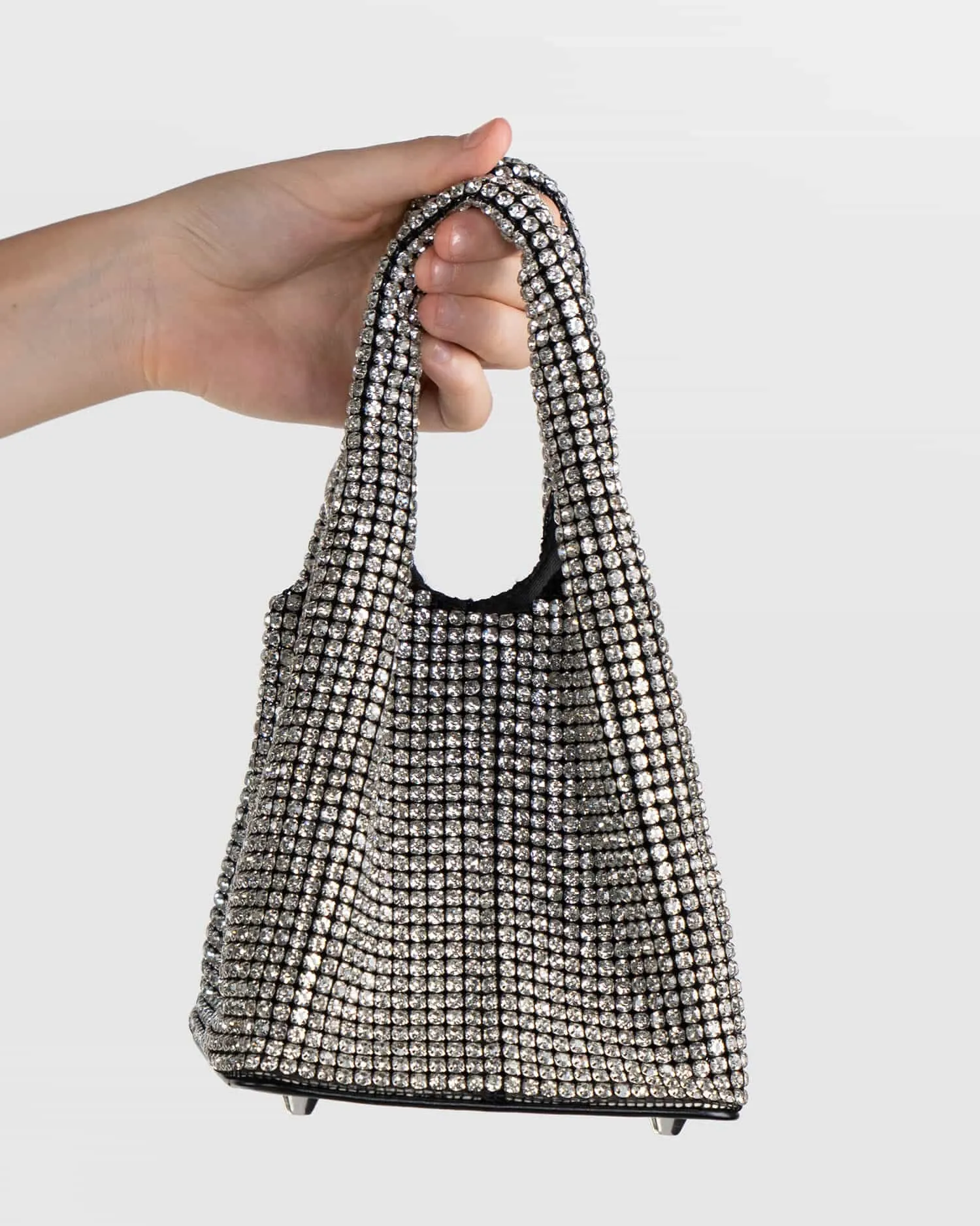 Borsetta in strass con fondo quadrato - Argento