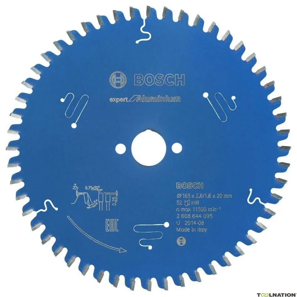 Bosch Professional Accessori 2608644095 Lama circolare in metallo duro Expert per alluminio 165 x 20 x 52T