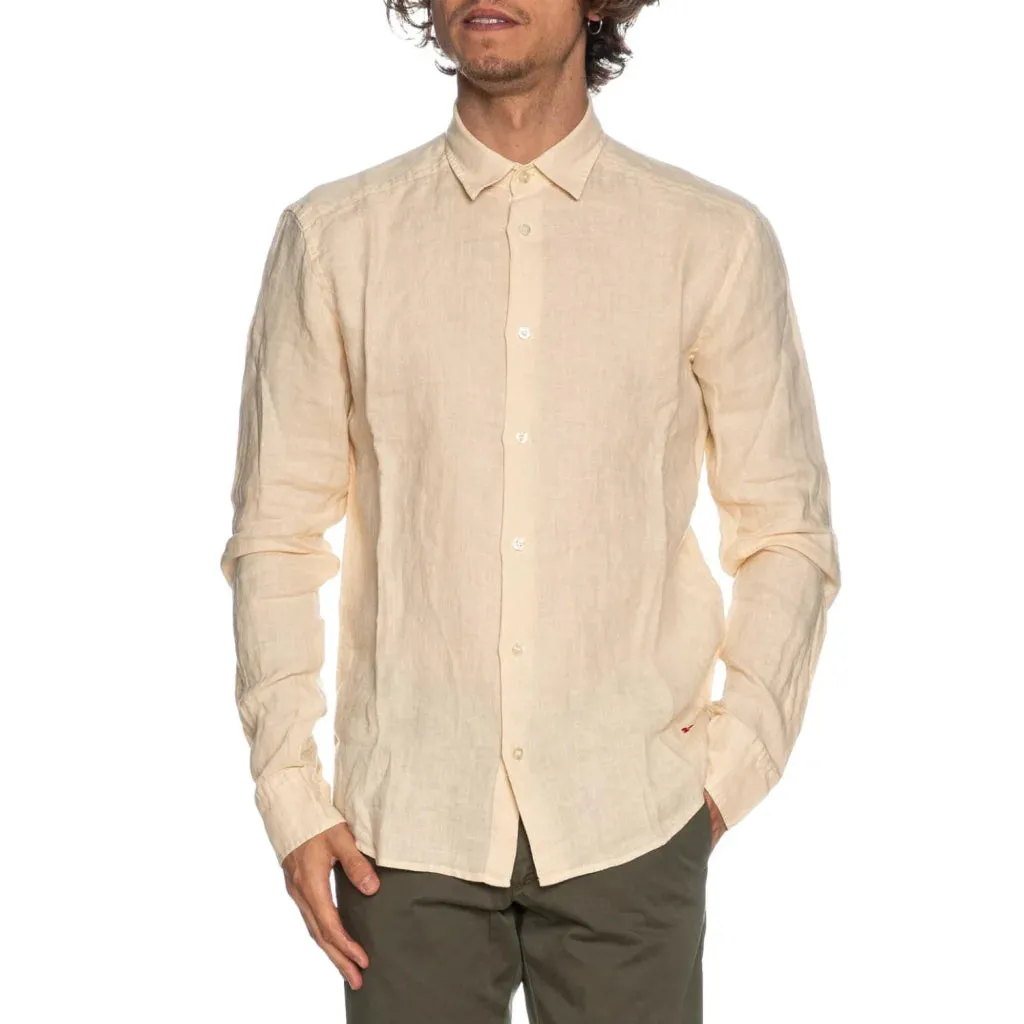 Brand PEUTEREY Camicia PEUTEREY uomo in Lino beige con colletto e manica lunga