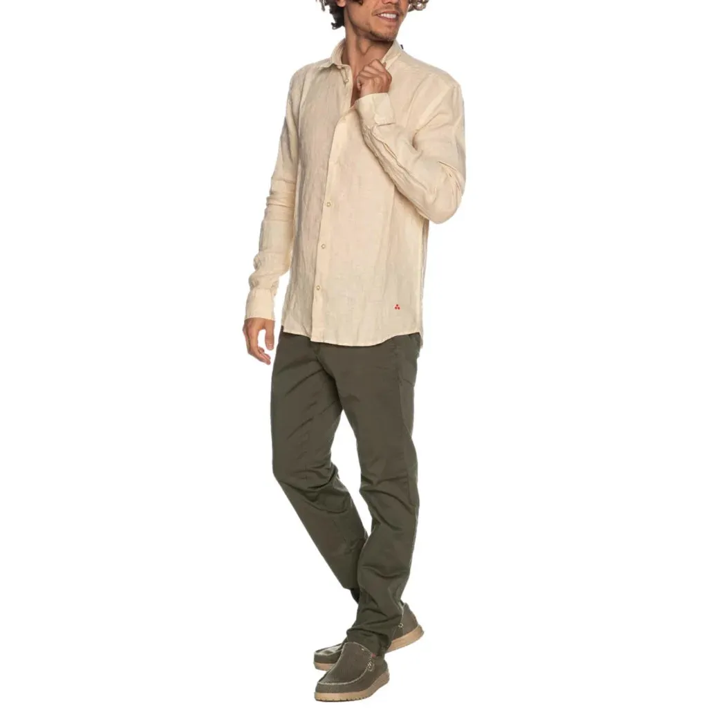 Brand PEUTEREY Camicia PEUTEREY uomo in Lino beige con colletto e manica lunga