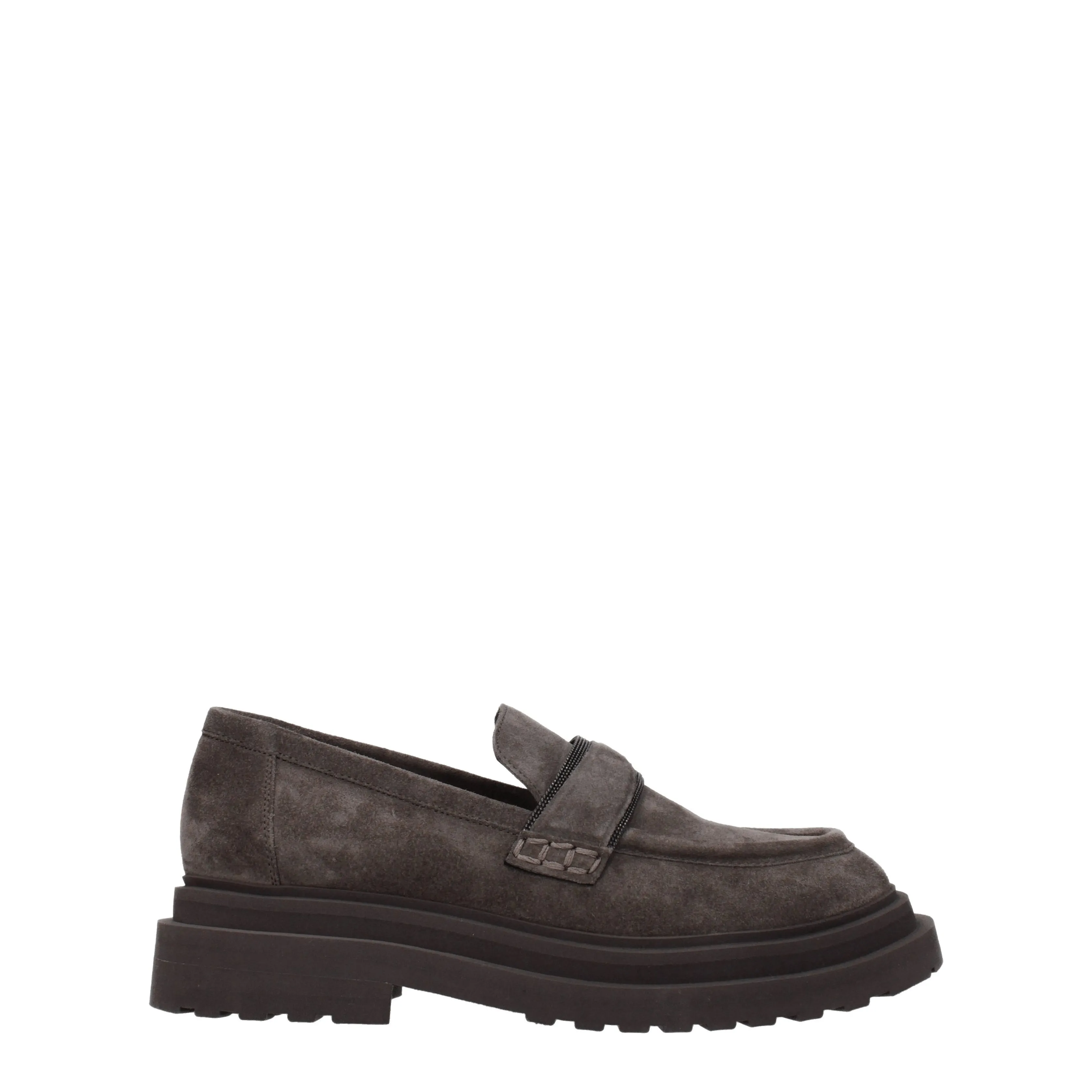 Brunello Cucinelli Mocassini Donna Camoscio Grigio/Talpa