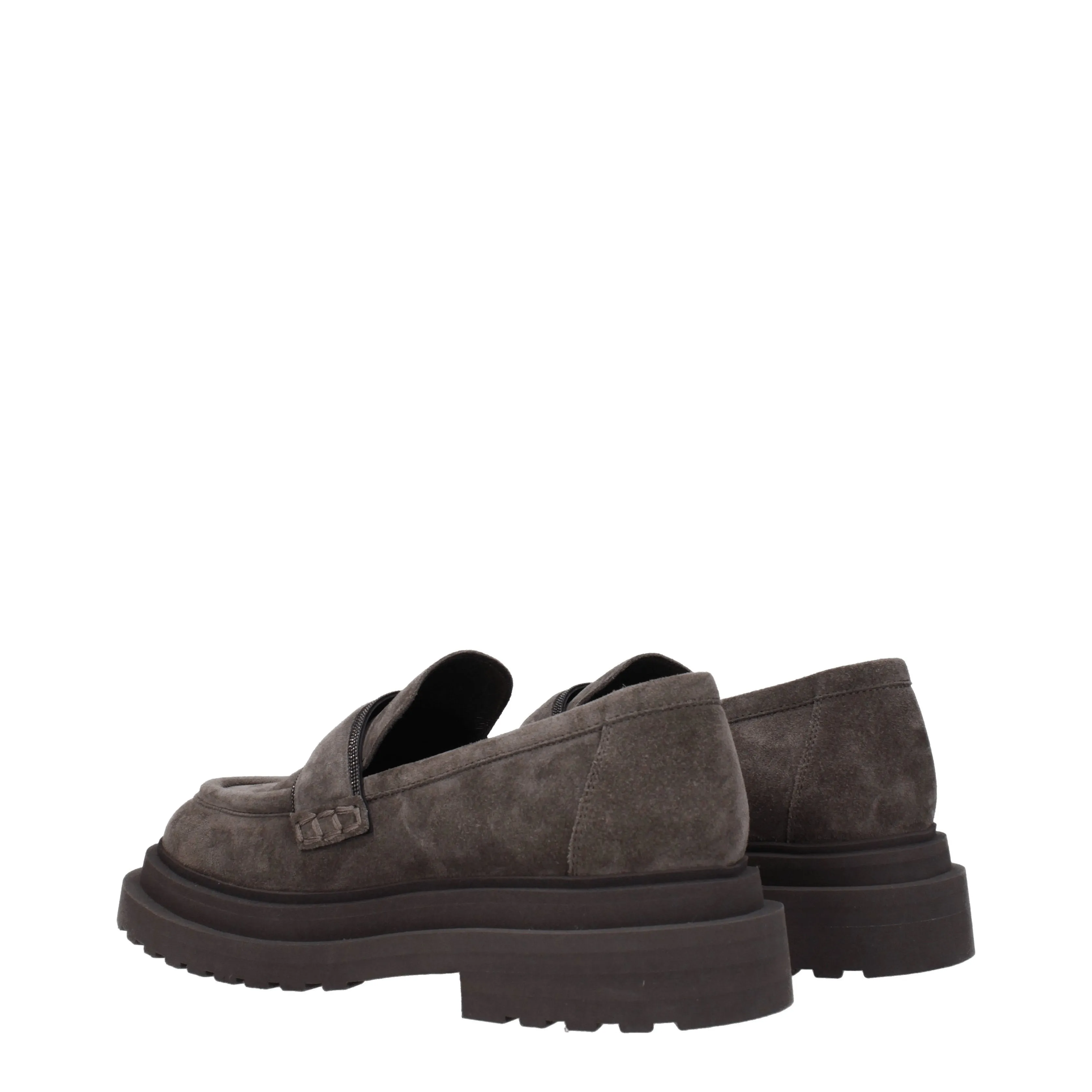 Brunello Cucinelli Mocassini Donna Camoscio Grigio/Talpa