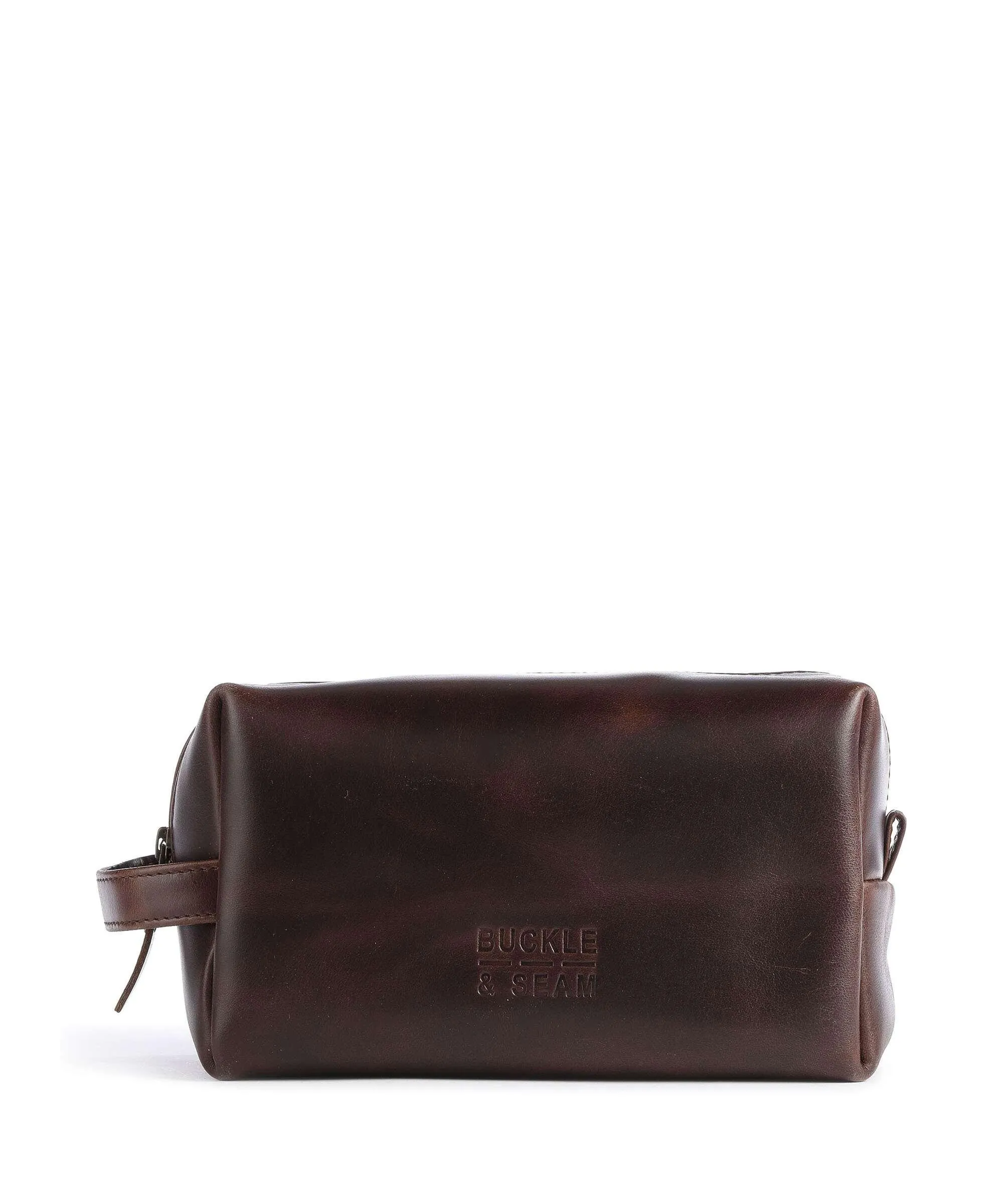  Buckle & Seam Crazy Horse Everest Borsa da toilette marrone scuro 22 cm  
