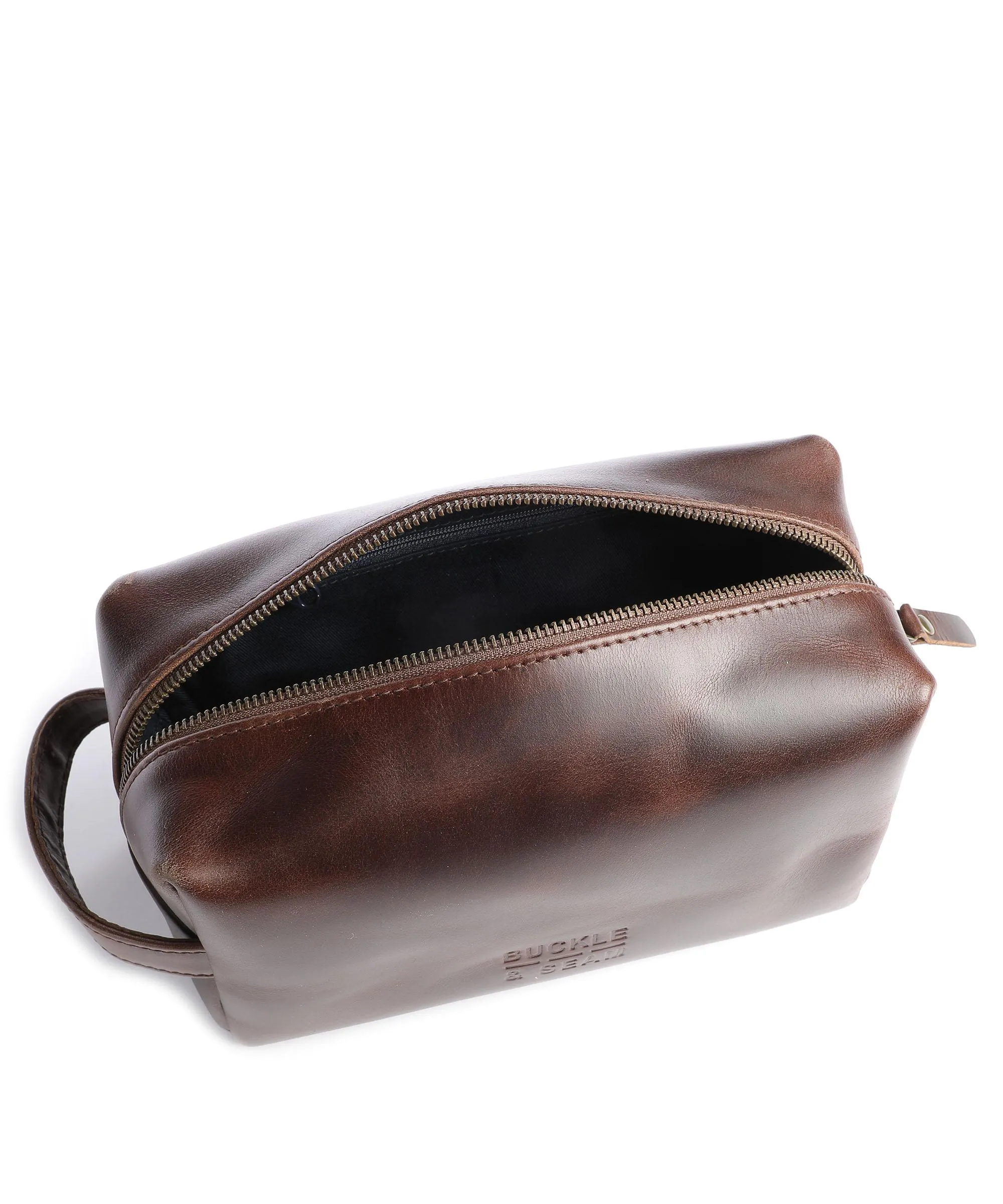  Buckle & Seam Crazy Horse Everest Borsa da toilette marrone scuro 22 cm  