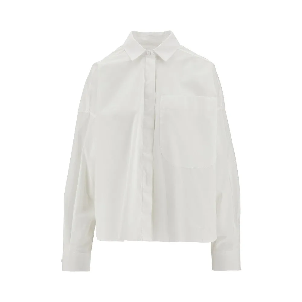Camicia in popeline con maxi tasca a toppa