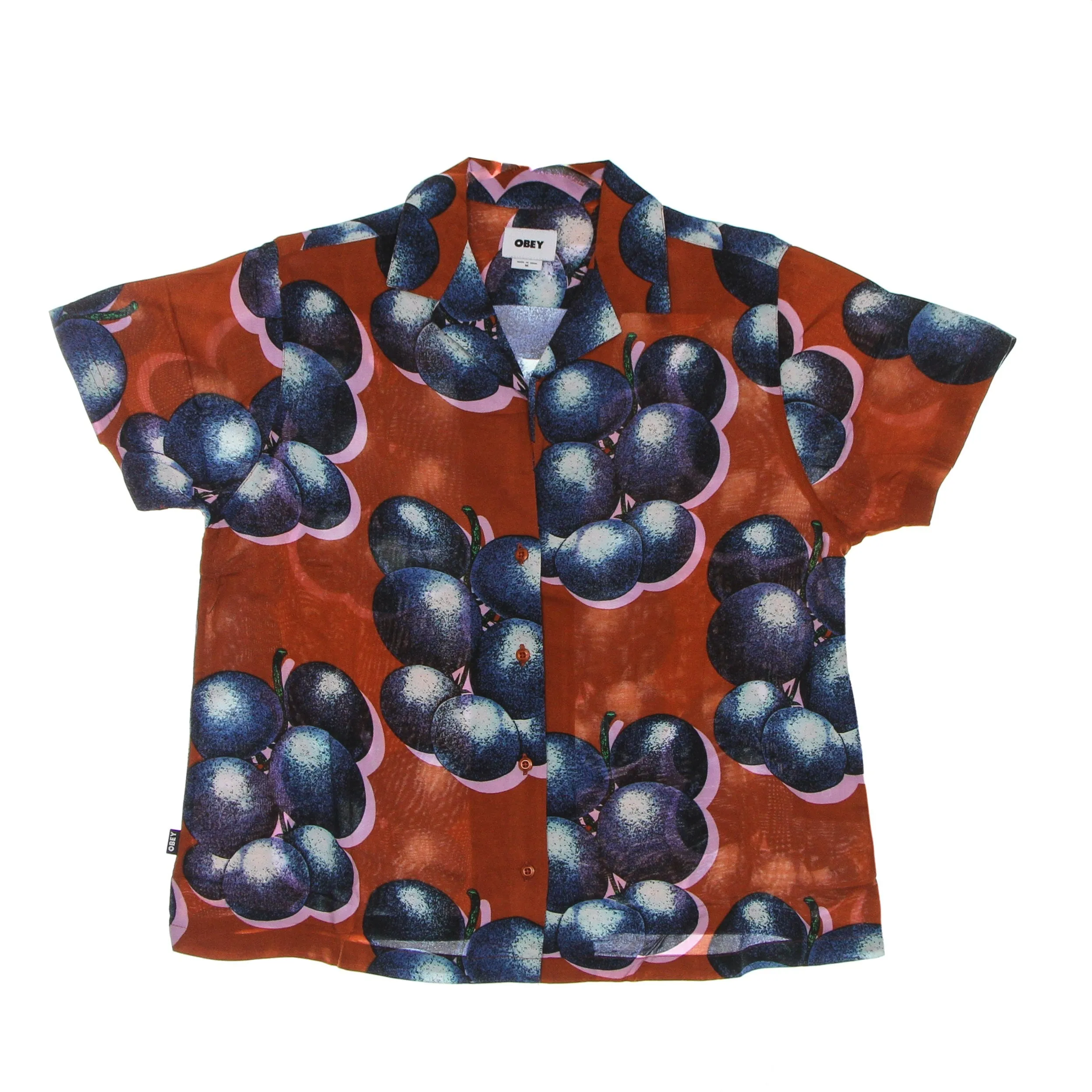 Camicia Manica Corta Donna Blueberries  Relaxed Shirt Bombay Brown Multi