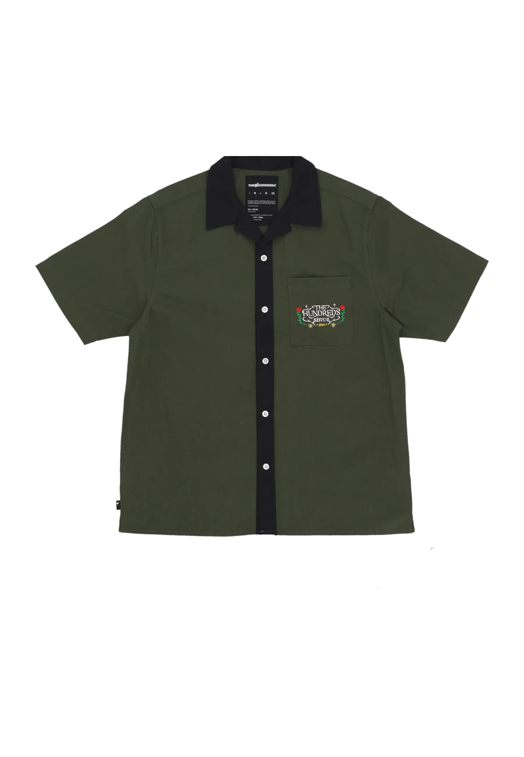 Camicia Manica Corta Uomo Giles Woven Military Green
