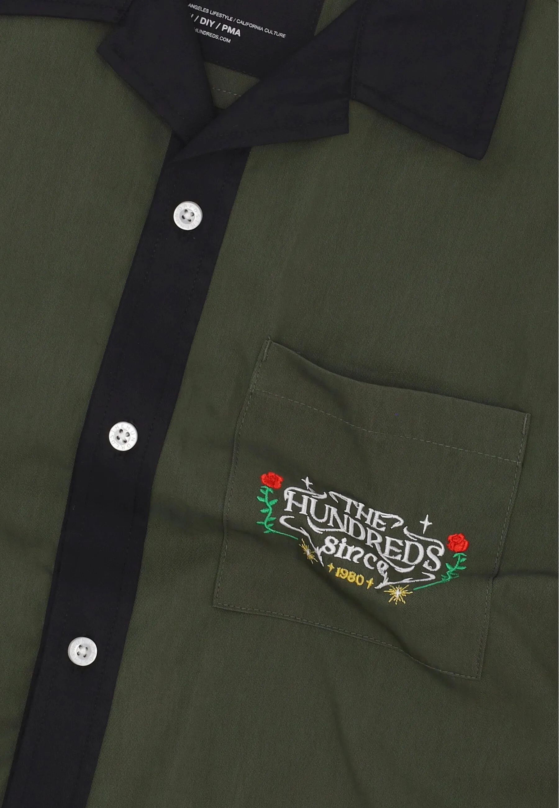 Camicia Manica Corta Uomo Giles Woven Military Green