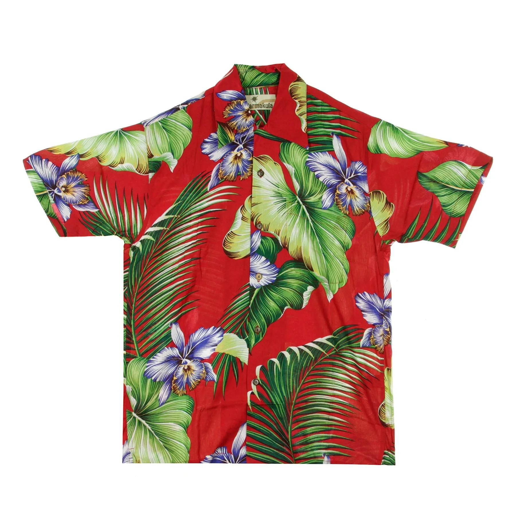 Camicia Manica Corta Uomo Hawaiian Shirt Manoa Red