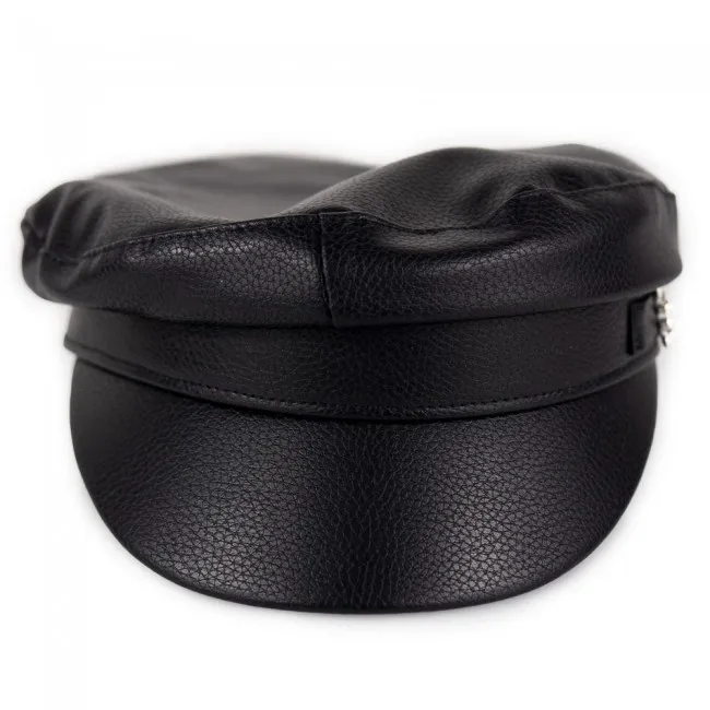 Cappello nero donna in ecopelle