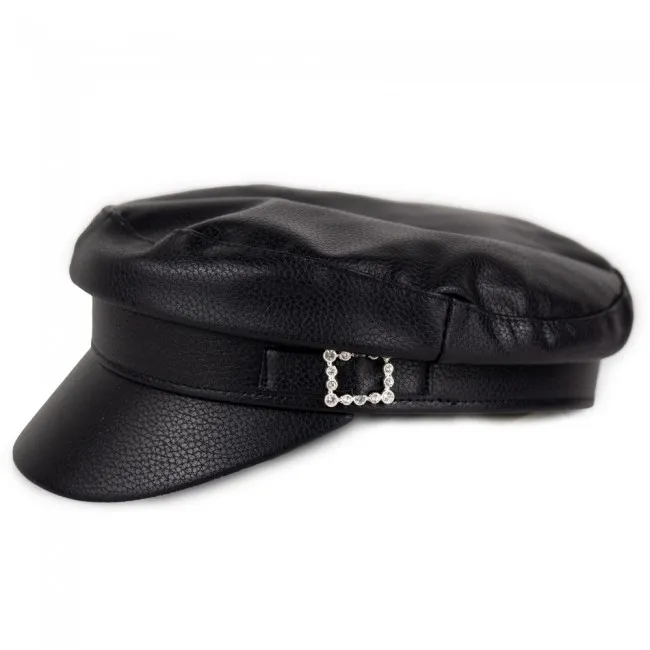Cappello nero donna in ecopelle