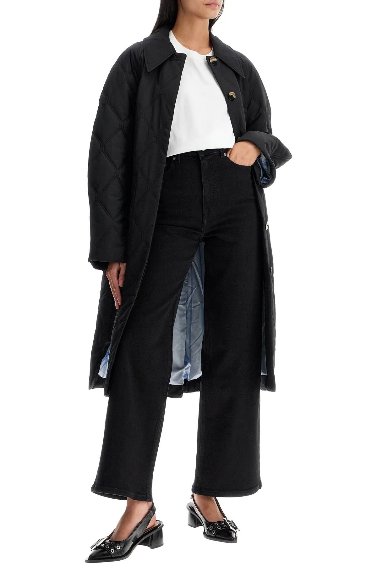 Cappotto imbottito trapuntato lungo ganni