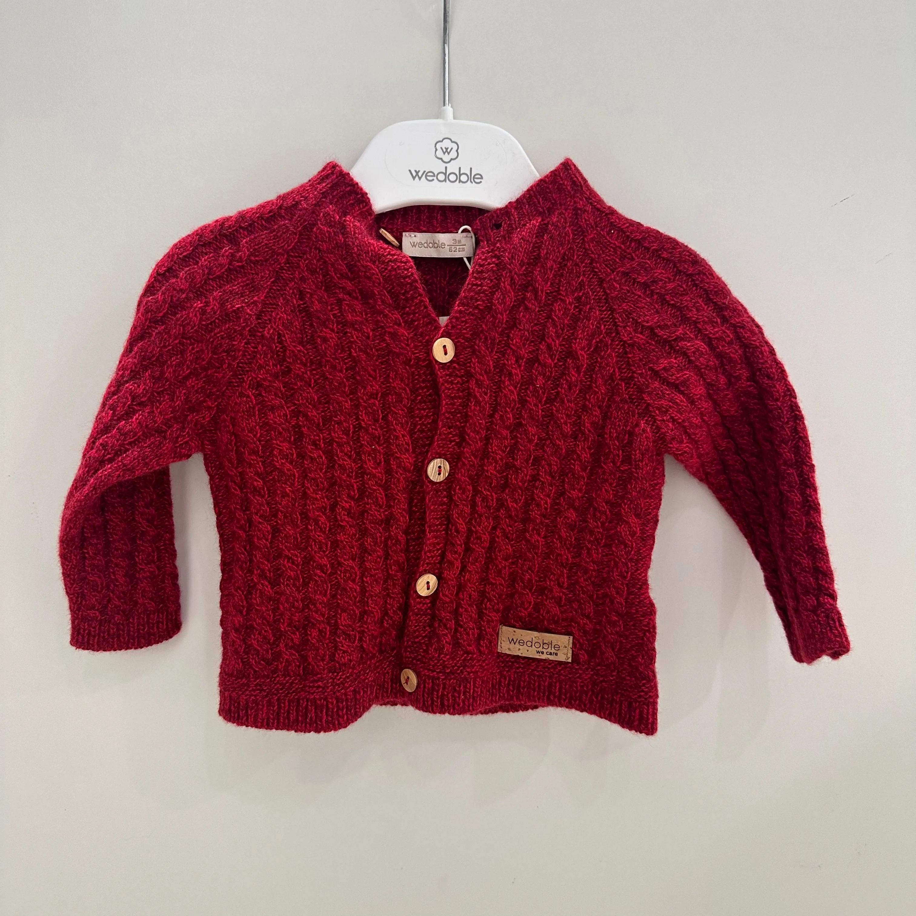 Cardigan mmaniche  lunghe lavorato a trecce lana/Cachemire