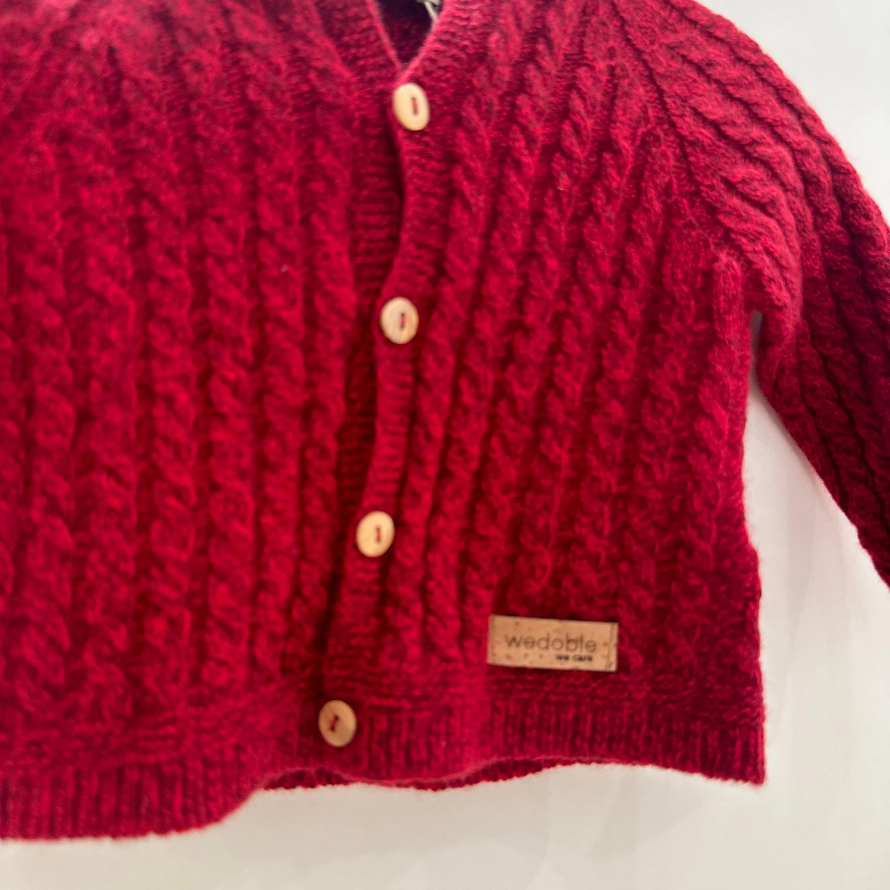 Cardigan mmaniche  lunghe lavorato a trecce lana/Cachemire