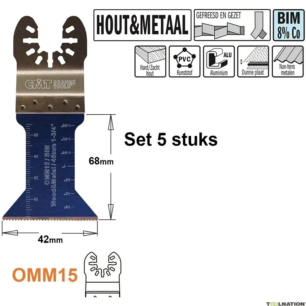 CMT OMM15-x5 Lama multitool per legno e metallo 15 mm 5 pezzi