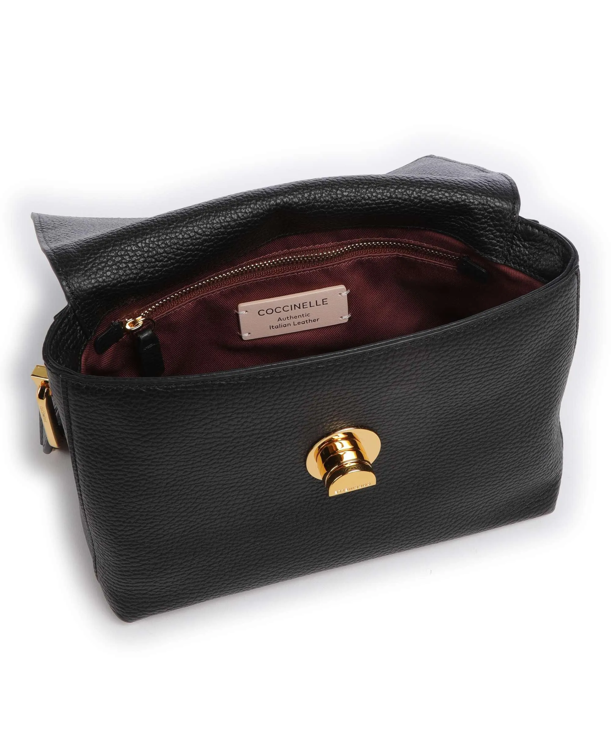 Coccinelle Liya Signature Borsa a tracolla pelle di vacchetta grana nero  