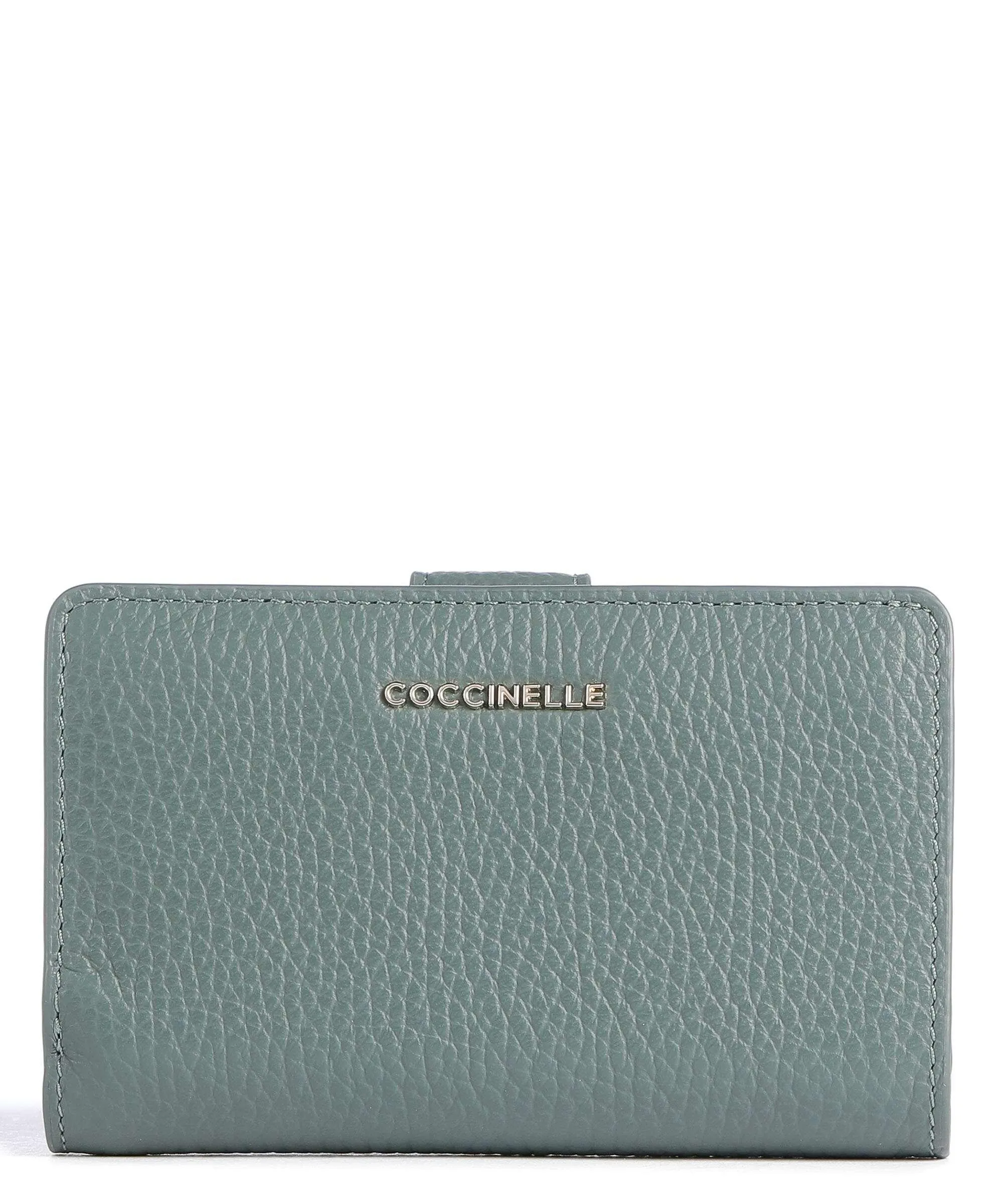  Coccinelle Metallic Soft Portafoglio pelle di vacchetta grana verde  