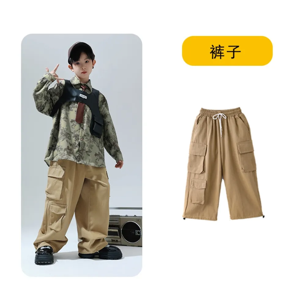 Cool Street Dance per bambini Jazz Dance Catwalk Drum Set Camicia a maniche lunghe Ragazzi e ragazze Abbigliamento per performan