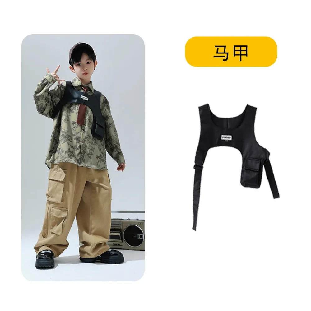 Cool Street Dance per bambini Jazz Dance Catwalk Drum Set Camicia a maniche lunghe Ragazzi e ragazze Abbigliamento per performan