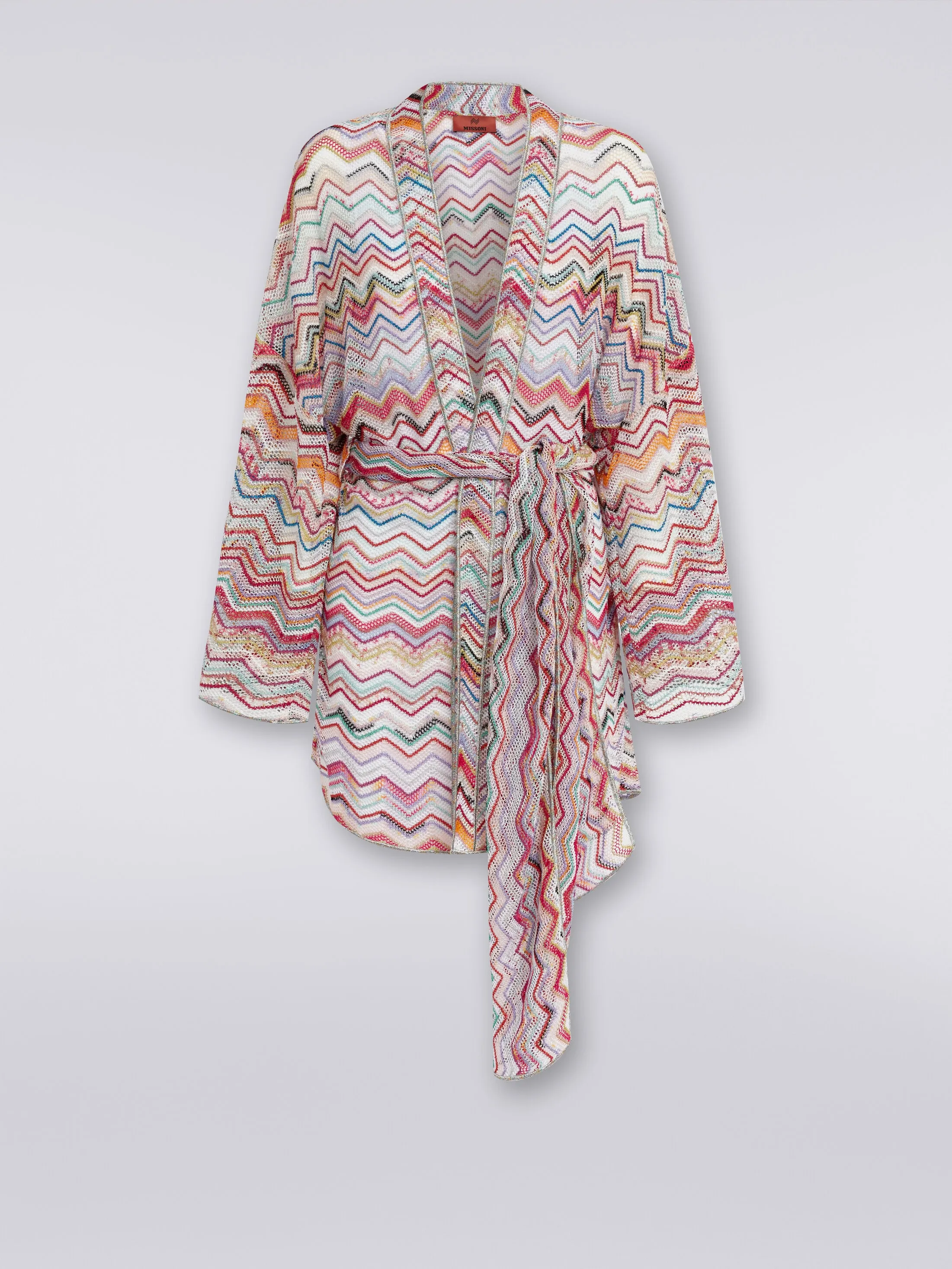 Copricostume a vestaglia in crochet zig zag con lurex