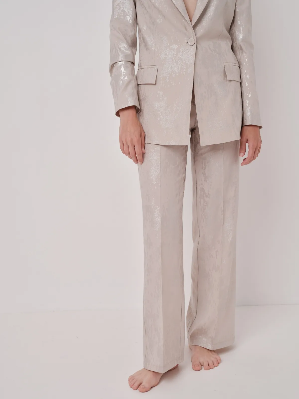 D'elle - Pantaloni Spalmature Argento 