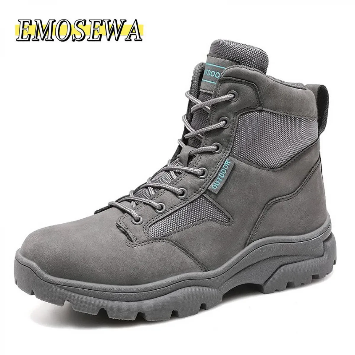 Emosewa Marca 39~47 Stivali da uomo Stivali tattici da uomo Stivali da trekking alti Stivali militari impermeabili con lacci spe
