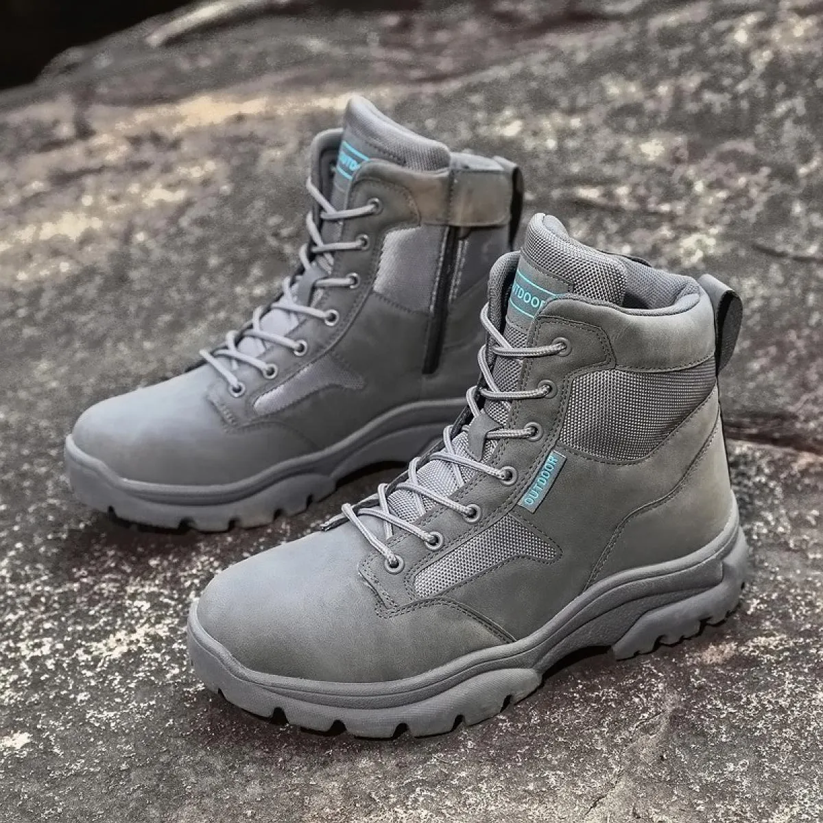 Emosewa Marca 39~47 Stivali da uomo Stivali tattici da uomo Stivali da trekking alti Stivali militari impermeabili con lacci spe