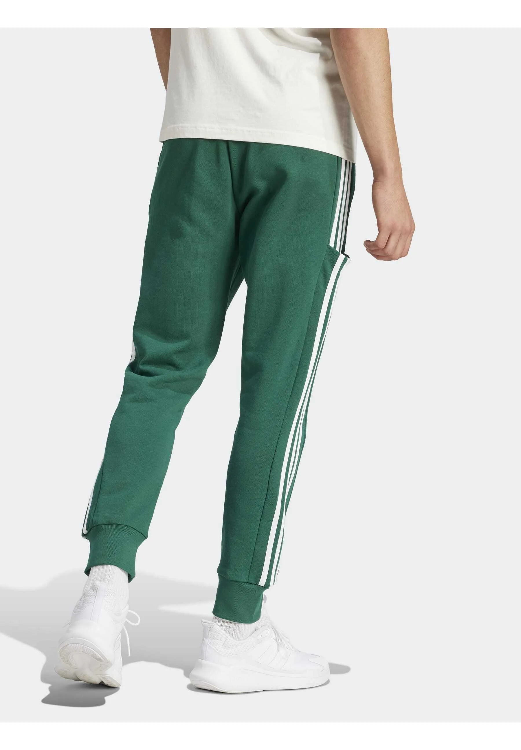 ESSENTIALS FRENCH TERRY TAPERED CUFF 3 STRIPES PANTS - Pantaloni sportivi