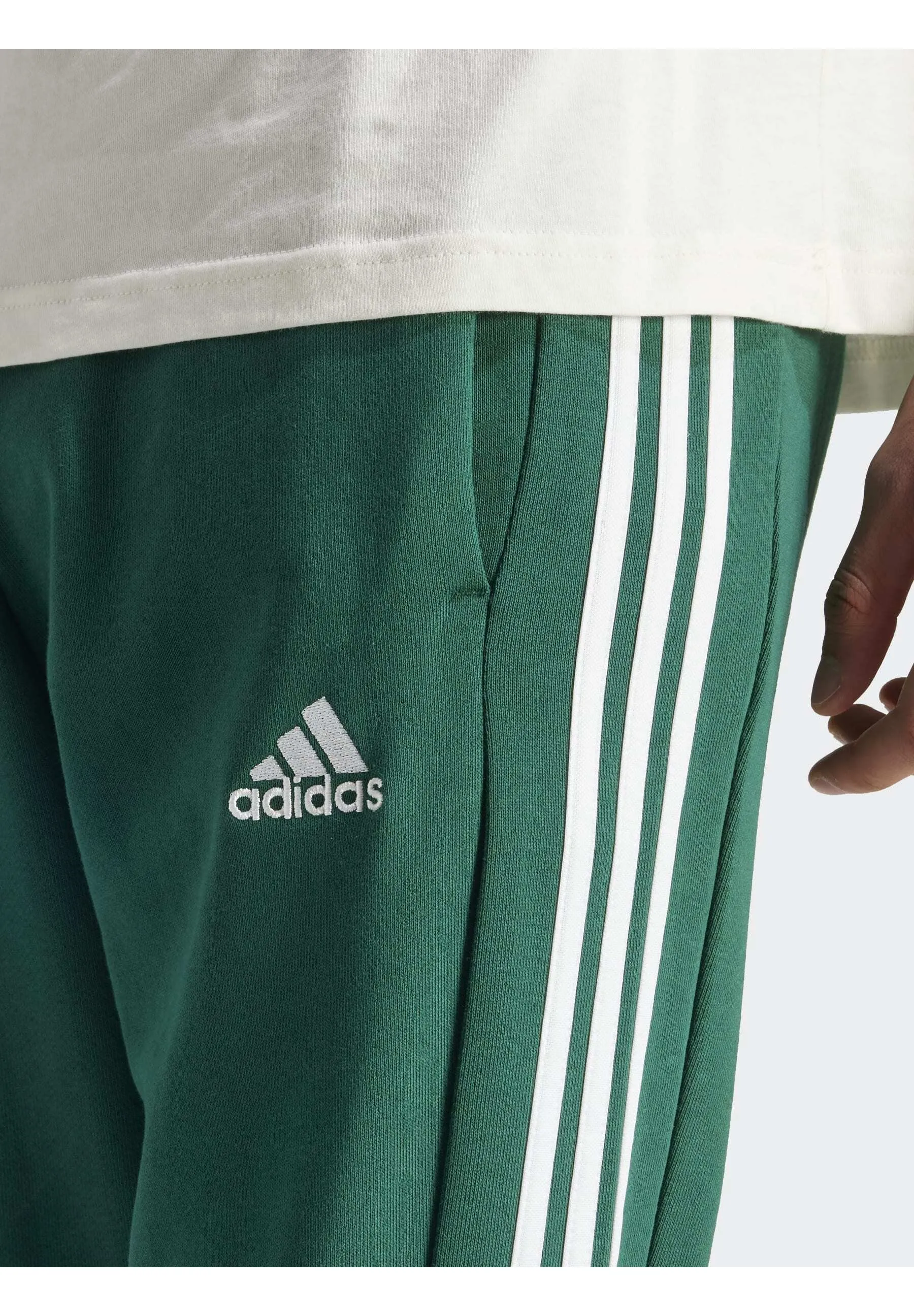 ESSENTIALS FRENCH TERRY TAPERED CUFF 3 STRIPES PANTS - Pantaloni sportivi