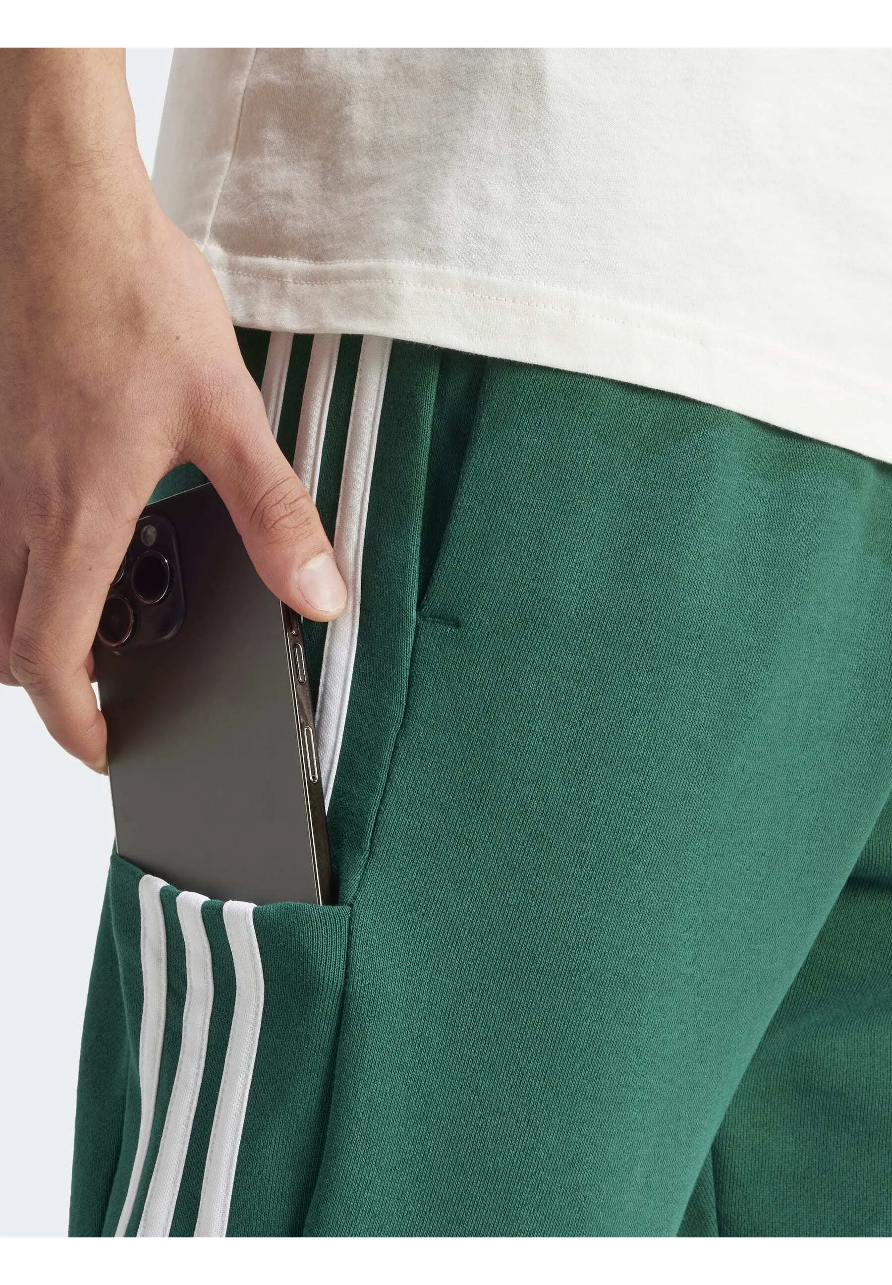 ESSENTIALS FRENCH TERRY TAPERED CUFF 3 STRIPES PANTS - Pantaloni sportivi