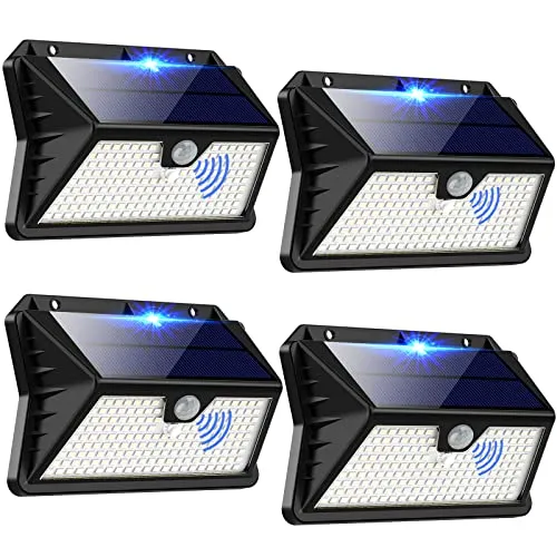 Faro LED Esterno con Pannello Solare, Luce Solare LED Esterno con Sensore di Movimento, 185 LED/3 Modos Lampada Solare da Estern