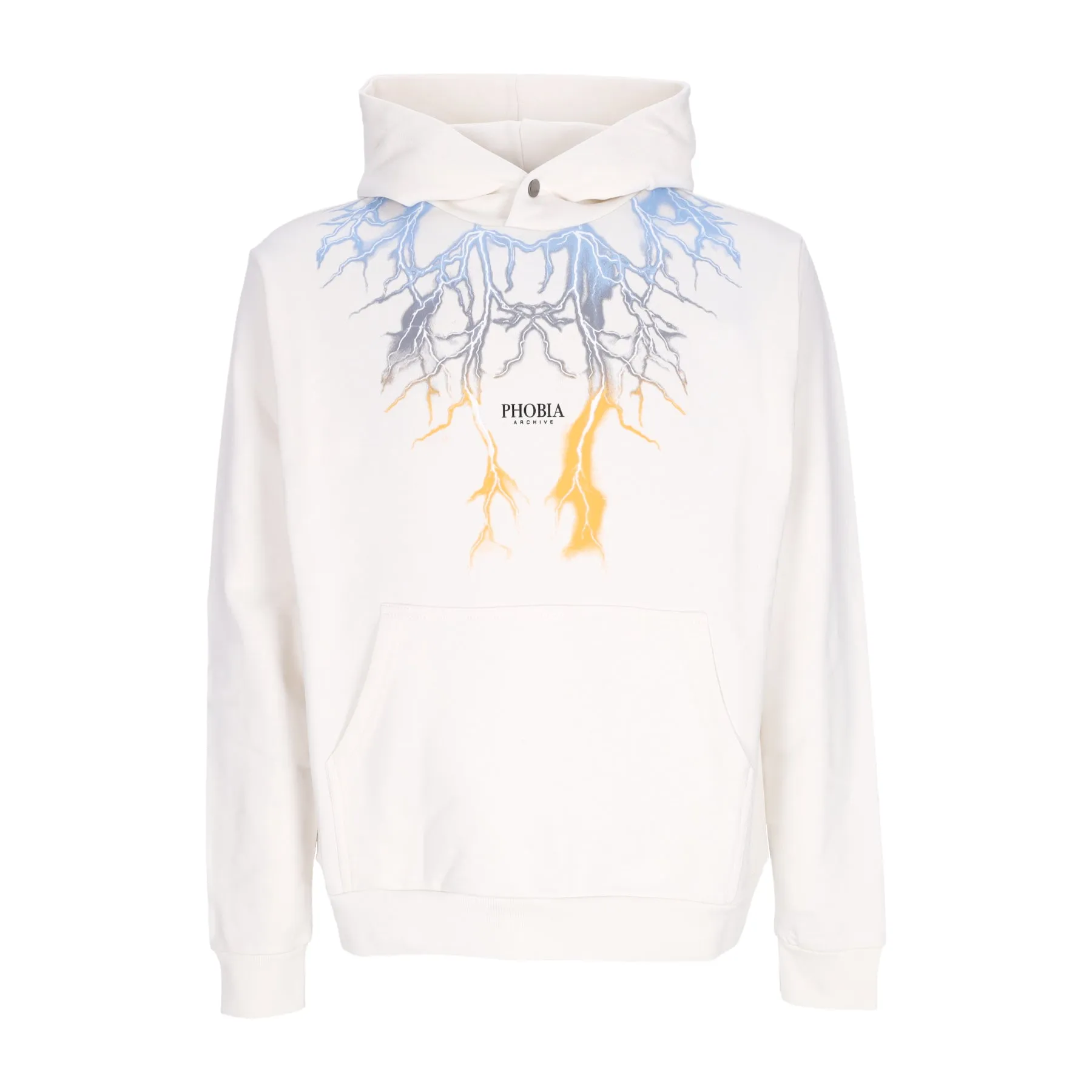 Felpa Leggera Cappuccio Uomo Bicolor Lightning Print Hoodie White