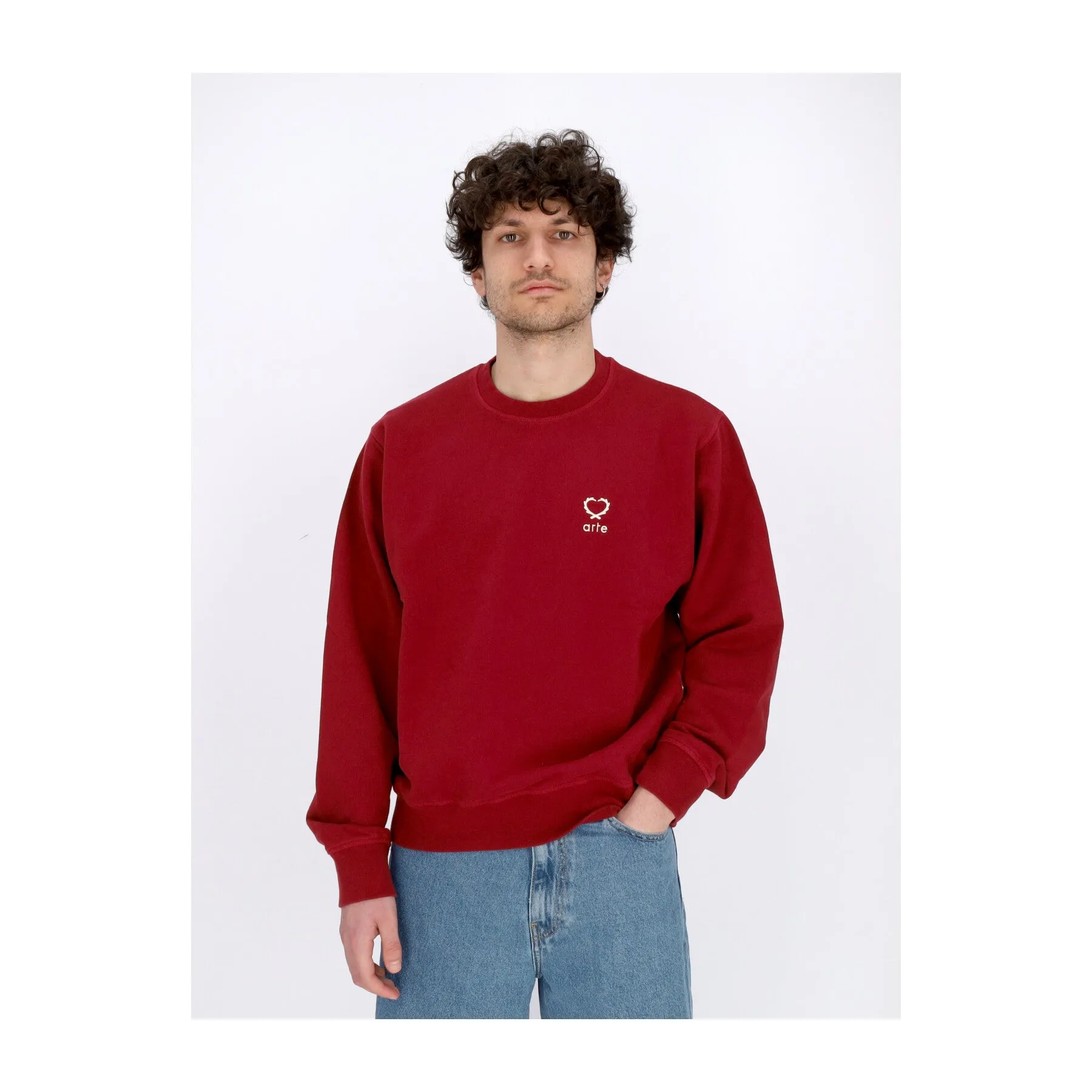 Felpa Leggera Girocollo Uomo Carlos Small Heart Crewneck Bordeaux