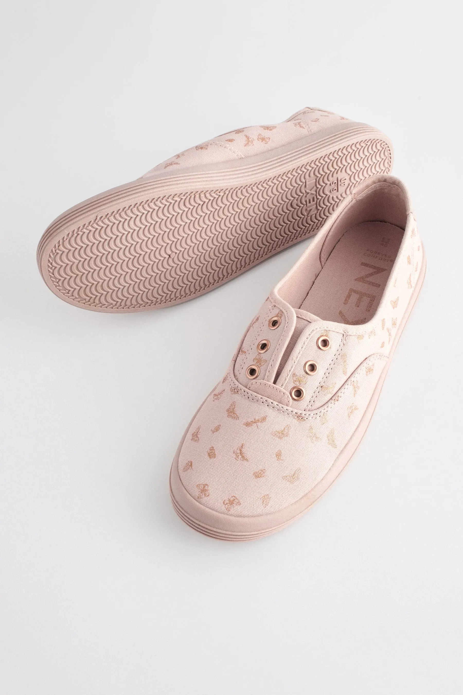 Forever Comfort® - Scarpe da ginnastica senza lacci in tela ricamate