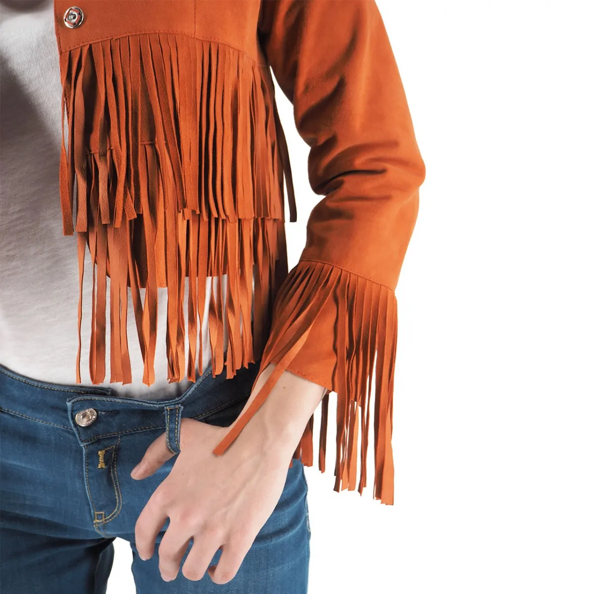 Giacca Crop Con Frange